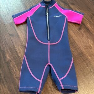 Seaskin Kids Swim wet suit - Navy and Pink